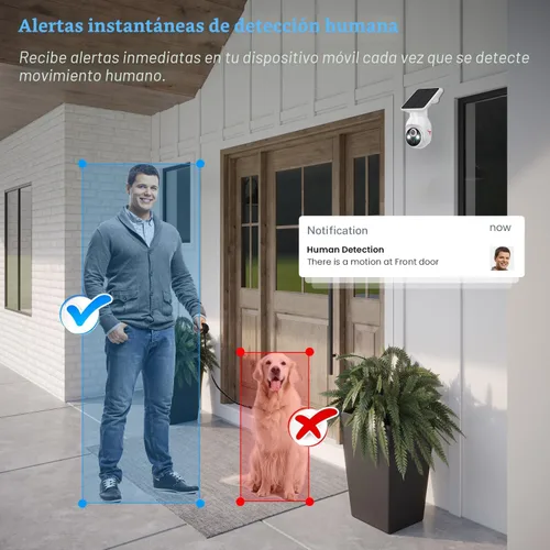 Miniatura 3 de Cámara de seguridad de 1080p inalámbrica con panel solar, detección humana AI, audio de 2 vías, visión nocturna a color, solo WiFi de 2.4G