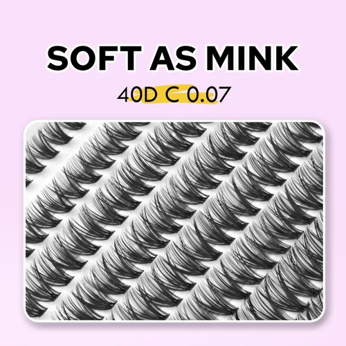 Miniatura 2 de Pestañas individuales, racimos de pestañas, 280 unidades, extensiones de pestañas individuales 40D, naturales, suaves, ligeras, reutilizables