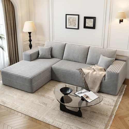 Miniatura 29 de Sofá seccional modular Cloud de 107.5 pulgadas con 1 otomana, sofás tapizados modernos minimalistas, cómodo sofá en forma de U para sala de estar