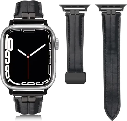 Mxiixnai - Correas de cuero compatibles con Apple Watch Band 1.929 in 1.772 in 1.732 in 1.654 in 1.614 in 1.575 in 1.496 in, cuero genuino con