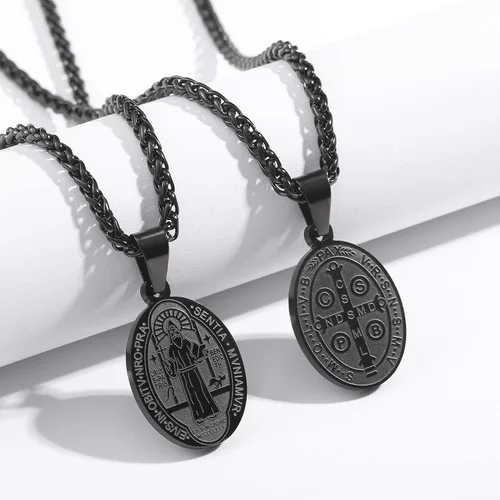 Miniatura 78 de P. BLAKE Collar ovalado de San Cristóbal, Miguel, José, Jude/Virgen María/José/Francisco/Patrick/Anthony/Benedict/Thomas para hombres y mujeres
