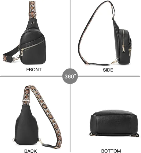 Miniatura 70 de Telena Bolso bandolera para mujer, bolso cruzado para mujer, cangurera de cuero vegano con correa ajustable