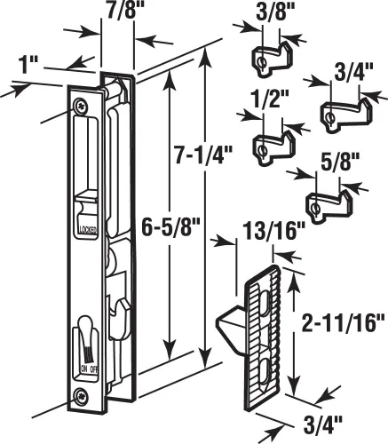 Miniatura 2 de Prime-Line C 1033 juego de manijas de puerta correderas para patio con llave, de material fundido, para puertas de vidrio deslizantes de 1 pulgada a