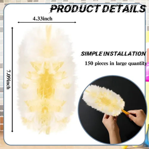 Miniatura 5 de Vesici 150 piezas de repuesto de plumero compatibles con Swiffer Dusters, repuesto desechable a granel grueso con 1 mango resistente para limpieza