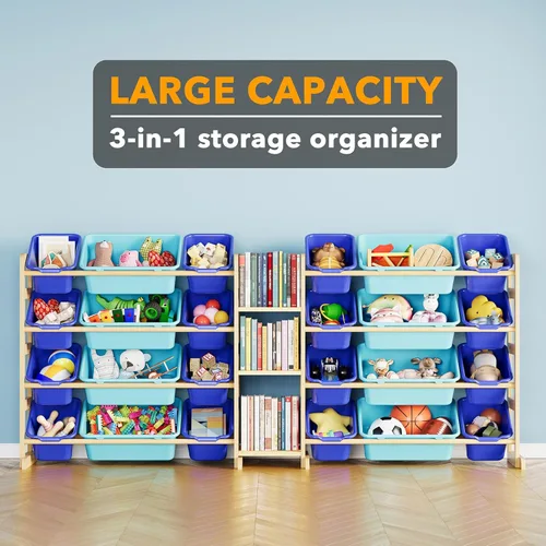 Miniatura 3 de SpaceAid Organizador grande de almacenamiento de juguetes con 24 contenedores y 3 estantes, organizador de juguetes, estantería de almacenamiento