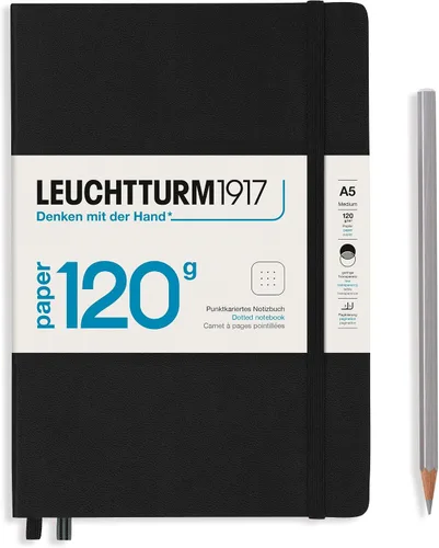 Miniatura 2 de LEUCHTTURM1917 - 120G Edición Especial - Cuaderno Mediano A5 de Tapa Dura Punteado (Negro) - 203 Páginas Numeradas con Papel de 120gsm