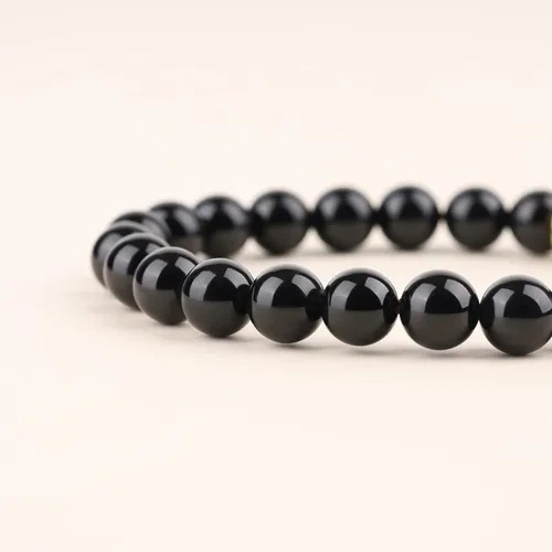 Miniatura 4 de COAI Pulsera de piedra turmalina negra con encanto de loto para mujer