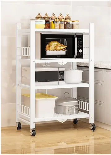 Miniatura 8 de Estante de almacenamiento plegable para estantes, estantes plegables de metal de 4 niveles con ruedas, estantes y estantes de almacenamiento