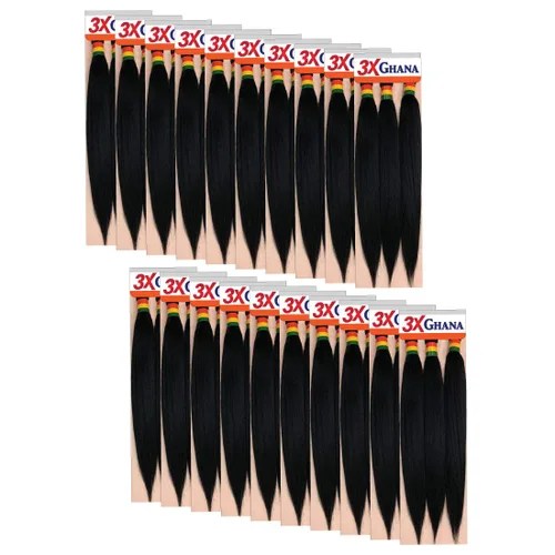 Miniatura 13 de REALISTIC - Paquete múltiple. Trenzas preestiradas X-Pression 3X Ghana de 60 pulgadas 100% Kanekalon Fácil de trenzar, sin nudos, alimentación