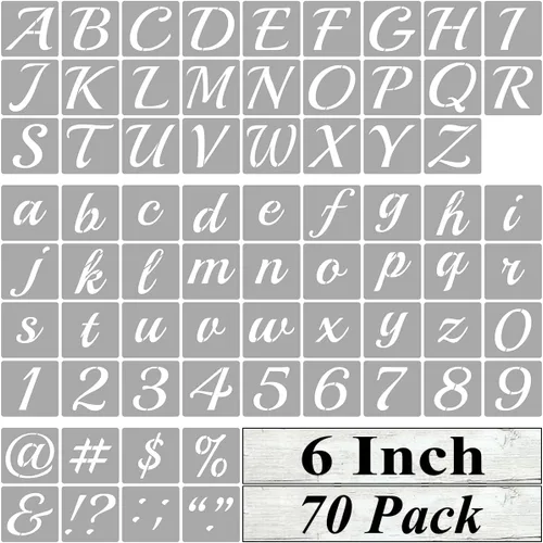 Miniatura 12 de Plantillas de letras del alfabeto de 1.5 pulgadas para pintar, paquete de 70 plantillas de letras y números con letreros para pintar sobre madera