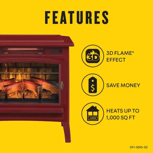 Miniatura 15 de duraflame Estufa Calentador de Chimenea Eléctrica Independiente con Efecto de Llama 3D para 1,000 Pies Cuadrados Canela