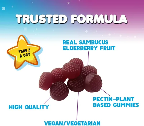 Miniatura 6 de Gomitas de saúco para apoyo inmunológico para niños, vitaminas C, zinc y apoyo para niños, suplemento de saúco Nature's Sambucus vegano, sin gluten
