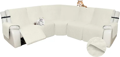 Miniatura 10 de Arfntevss Fundas de sofá reclinable seccional para sofá reclinable de esquina seccional para perro, lavables, en forma de L, juego de 7 piezas