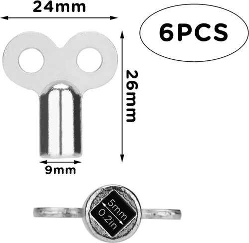 Miniatura 2 de TOYMIS 6 llaves de válvula de radiador, llave de orificio de purga del radiador, llave de válvula de aire de ventilación del radiador, llave