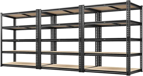 Miniatura 11 de REIBII Estantería de garaje de 72 pulgadas, estantes de almacenamiento resistentes de 2000 libras, estantería de metal de 5 niveles, estantes