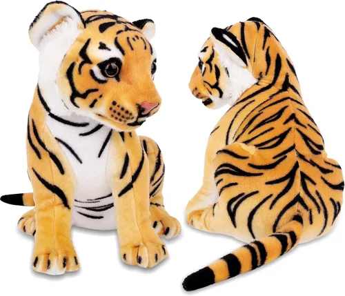 Miniatura 3 de Berry President Juguetes de peluche de tigre, juguetes de peluche de tigre sentado, peluche realista para niños y niñas (amarillo, 9.4 pulgadas)