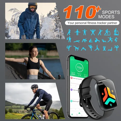 Miniatura 3 de Reloj inteligente para hombres y mujeres (respuesta/hacer llamadas), reloj de fitness con pantalla táctil HD de 1.95 pulgadas con monitor
