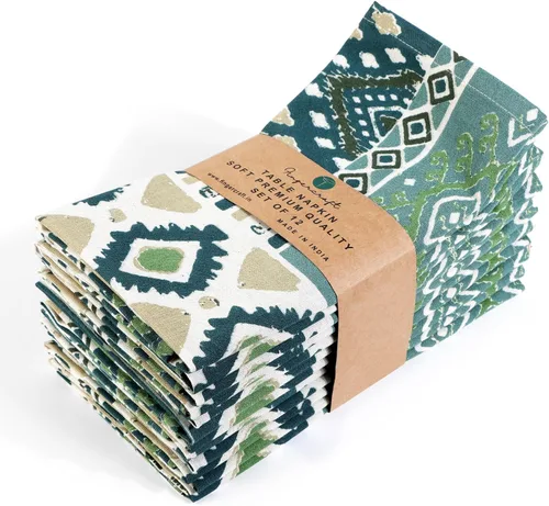 Miniatura 43 de Fingercraft - Juego de 12 servilletas de tela de mezcla de algodón y lino, con estampado, perfecta para fiestas, cenas, bodas, cócteles y Navidad