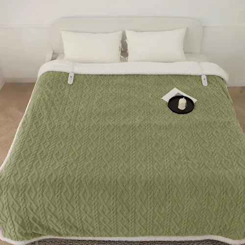 Miniatura 22 de Manta eléctrica tamaño individual 62"X84" amarilla - Manta cálida y gruesa de sherpa con calefacción para invierno con 5 niveles de calentamiento