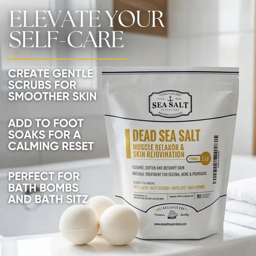 Miniatura 5 de Sea Salt Superstore Sal natural del Mar Muerto para remojar, sales minerales de grano grueso de Israel, que apoyan la relajación muscular