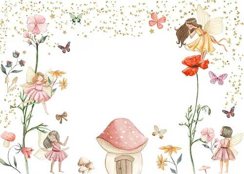 Mocsicka Telón de fondo de cumpleaños de princesa de hadas con diseño de mariposa y giro, fondo floral de primavera, decoración mágica de fiesta de