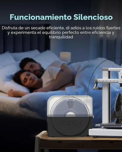 Miniatura 7 de SUNLU Caja de secado de filamentos para filamento de impresora 3D, S1 Plus Deshidratador de filamento con diseño de ventilador, la caja