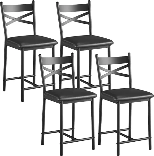 Miniatura 8 de IDEALHOUSE Taburetes de bar de altura de mostrador de 26 pulgadas, taburetes altos modernos con respaldo, patas de metal y reposapiés, sillas de bar