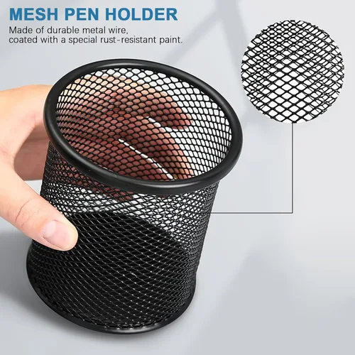 Miniatura 5 de SAYEEC Soporte para bolígrafo para escritorio, de malla de alambre, portavasos, soporte de metal para brochas de maquillaje, organizador