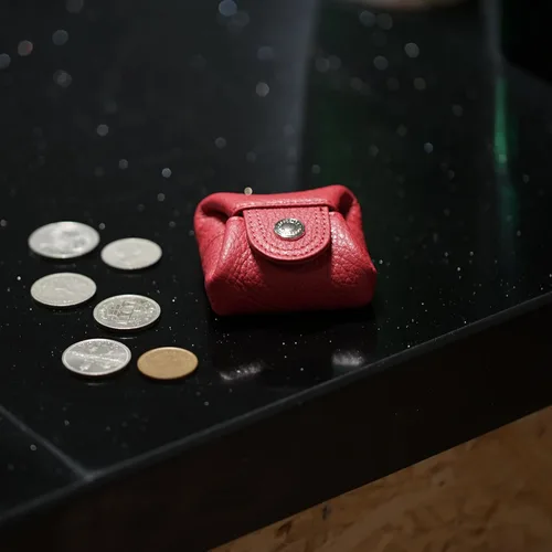 Miniatura 19 de Cockatoo Monedero de cuero genuino para cambio, mini billetera con bolsillo a presión para hombres y mujeres, Rojo (Aurora Red), Casual