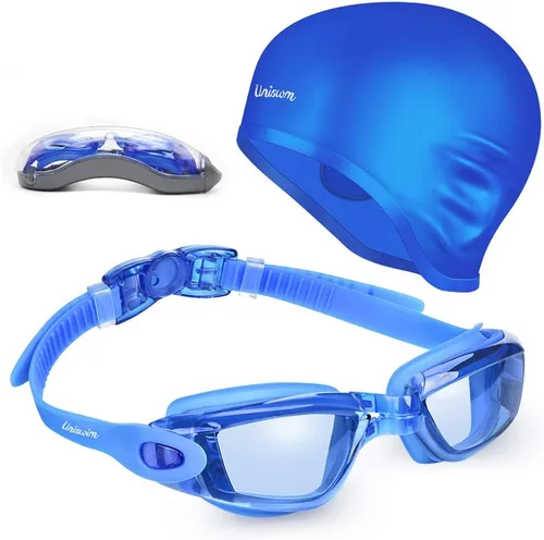 Miniatura 10 de Gafas de natación Juego de gorras de natación gafas de natación de silicona para adultos con gafas antivaho para nadar