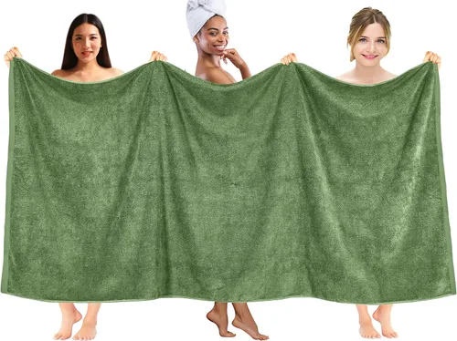 Miniatura 4 de DAN RIVER Paquete de 1 toalla de baño jumbo de 40 x 80 pulgadas, toallas de baño extragrandes de secado rápido para baño, toallas suaves y Verde