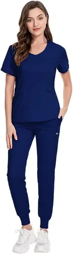 Miniatura 19 de niaahinn Conjunto de uniformes médicos para mujer, uniformes de enfermería, cuello en V clásico y pantalones quirúrgicos para correr