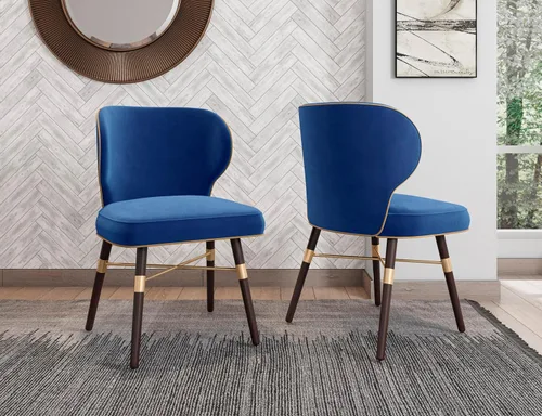 Miniatura 2 de Manhattan Comfort Silla de comedor Strine Velvet en color azul
