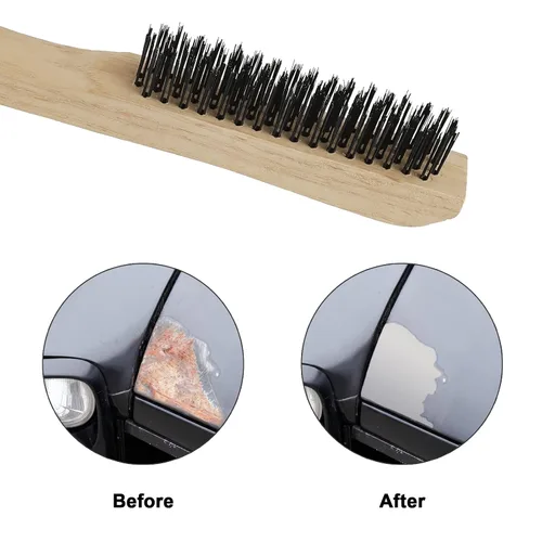 Miniatura 4 de VASTOOLS Paquete de 8 cepillos de alambre para limpiar escoria de soldadura, óxido y polvo. Cepillo de acero al carbono resistente de 10 pulgadas