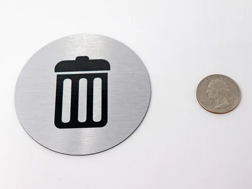 Miniatura 5 de Letreros de metal para basura y reciclaje, marcadores de basura y reciclaje, juego de 2, 1 letrero de basura negro y 1 letrero de reciclaje verde