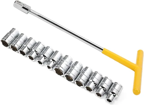 Miniatura 3 de Juego de llaves de vaso profesionales con mango en T, kit de herramientas mecánicas universales de 13 piezas para reparación automotriz, acero al
