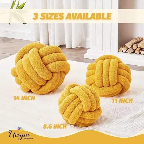 Miniatura 2 de Uvvyui - Almohada de nudo en forma de bola, almohadas decorativas suaves para el hogar, cojín redondo de arrojo, almohada de felpa anudada hecha a