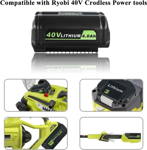 Miniatura 5 de Batería de repuesto para batería Ryobi de 40 V OP4015 OP4050A OP4040 OP4050 compatible con herramientas eléctricas inalámbricas Ryobi 40V, capacidad
