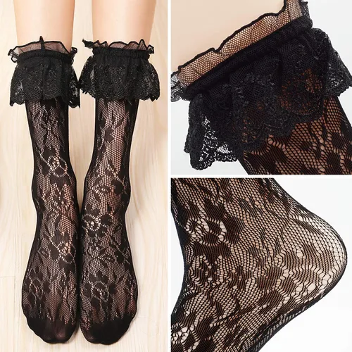 Miniatura 6 de Lovful Conjunto de 2 pares de calcetines de encaje para mujer