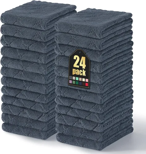 Miniatura 64 de Homaxy - Paquete de 12 trapos de cocina (10 x 10 pulgadas, morado), de terciopelo coral, supersuaves y absorbentes, de secado rápido, paño