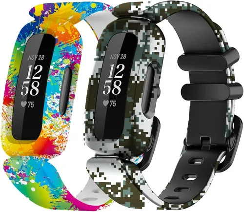 Miniatura 10 de Bandas de silicona de repuesto compatibles con Fitbit Ace 3, correas ajustables con patrón colorido para Fitbit Ace 3 bandas