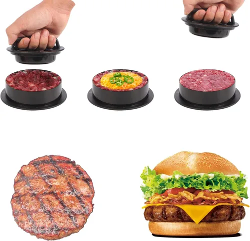 Miniatura 4 de Prensa de hamburguesa rellena 3 en 1, prensa de hamburguesas, accesorio antiadherente fácil de limpiar, utilizado para rellenar pavo, carne de res
