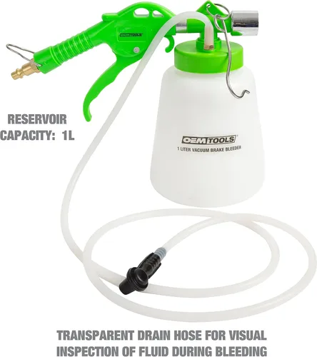 Miniatura 2 de OEMTOOLS 22505 Kit de sangrado de frenos neumáticos de 1L con botella de recarga, kit de sangrado de líquido de frenos para una sola persona, uso