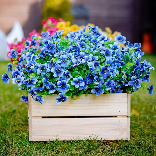 Miniatura 6 de Axylex - Flores Artificiales para Exteriores, Plantas Falsas - 16 Paquetes de Verdería Artificial para Exteriores, Arbustos de Boj de Plástico Sin