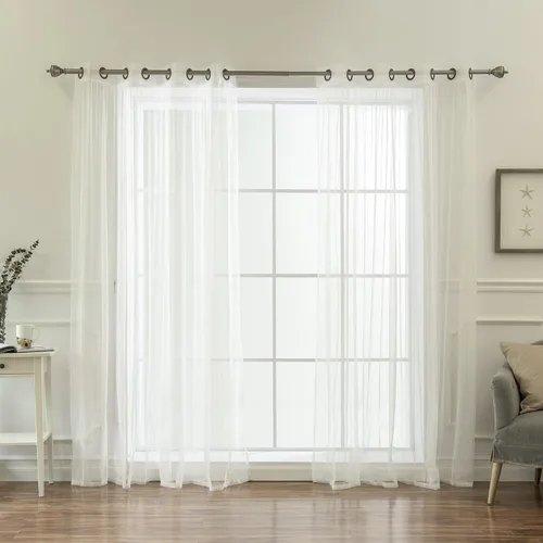 Best Home Fashion juego de cortinas combinadas y mezcladas con estampado marroquí, para oscurecimiento de habitación, 4 unidades, arandelas en la
