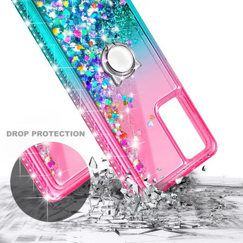 Miniatura 3 de NZND Compatible con funda de teléfono Samsung Galaxy A03S, gema Líquido flotante con purpurina brillante para mujeres y niñas con protector
