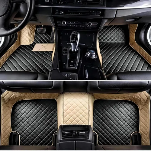 Miniatura 9 de Tapetes de cuero personalizados impermeables para automóvil, sedán, SUV, automóvil deportivo, negro, beige, para hombre y mujer (todo beige, 3D)