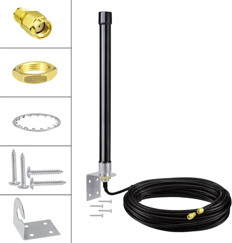 Miniatura 2 de Bingfu Antena celular de largo alcance 0.14 oz LTE para montaje en pared, cable de 32.8 pies, con adaptador SMA a Dual ts9, compatible con Spypoint