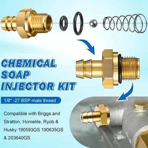 Miniatura 2 de Enhon Kit de inyector químico de tubo de sifón, manguera de sifón para lavadora a presión con filtro, kit de inyector de jabón químico compatible