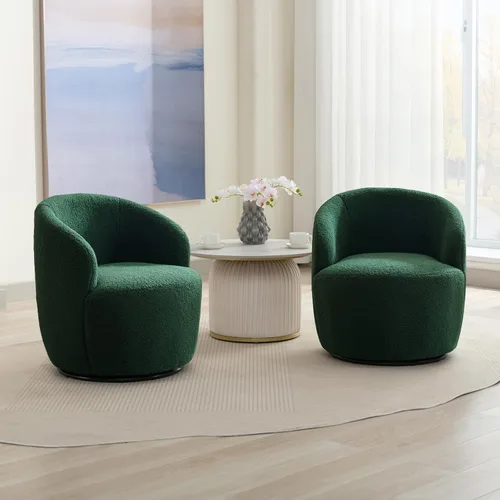 Miniatura 24 de FOXHUNTER Silla giratoria de barril, sillón individual pequeño de 360°, cómodo sofá redondo, sillas de botón acolchadas, modernas sillas de acento